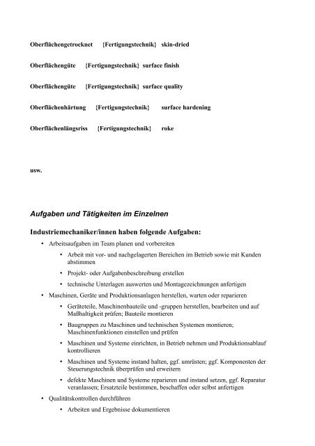 Leseprobe Deutsch-Englisch Fachwoerter-Uebersetzungen Fertigungstechnik