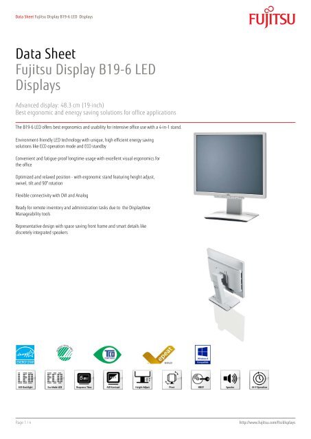 Data Sheet Fujitsu Display B19-6 LED Displays