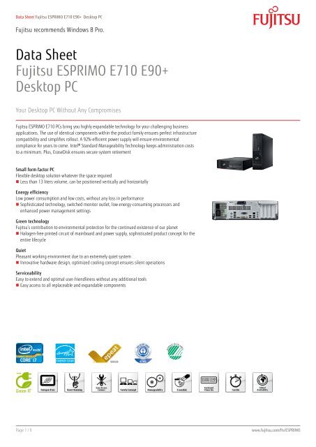 Data Sheet Fujitsu ESPRIMO E710 E90+ Desktop PC