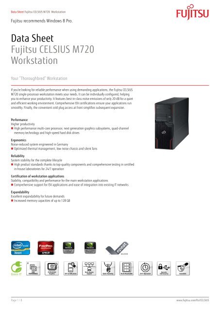 Data Sheet Fujitsu CELSIUS M720 Workstation