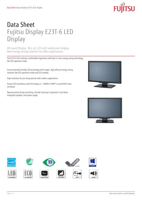 Data Sheet Fujitsu Display E23T-6 LED Display - bei Fujitsu ...