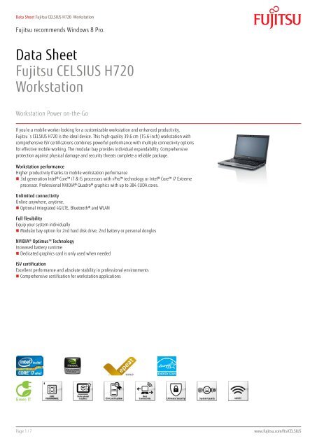 Data Sheet Fujitsu CELSIUS H720 Workstation
