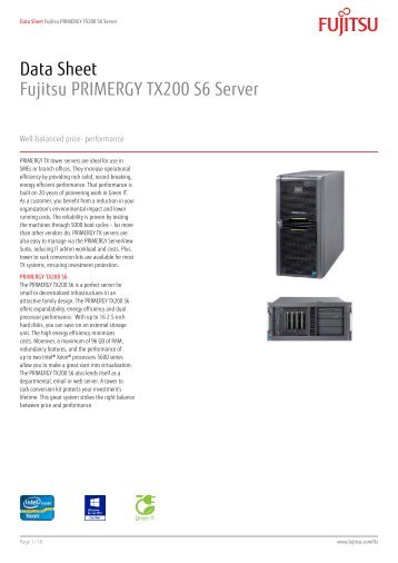 Data Sheet Fujitsu PRIMERGY TX200 S6 Server