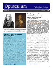 The Omnipresent Savant On Euler's Letter to Cramer of October 20 ...