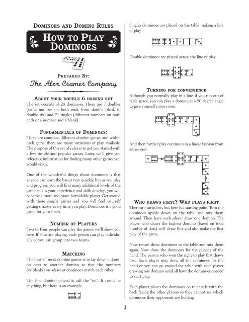 Domino Instructions pdf File Alex Cramer Dominoes