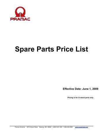 Spare Parts Price List - Powermate