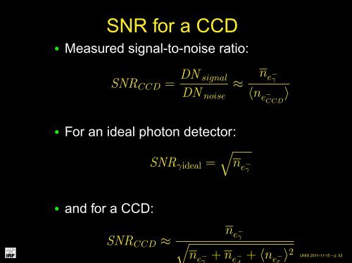 Basic radiometry and SNR eq. for CCD, ICCD - UNIS
