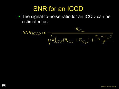 Basic radiometry and SNR eq. for CCD, ICCD - UNIS