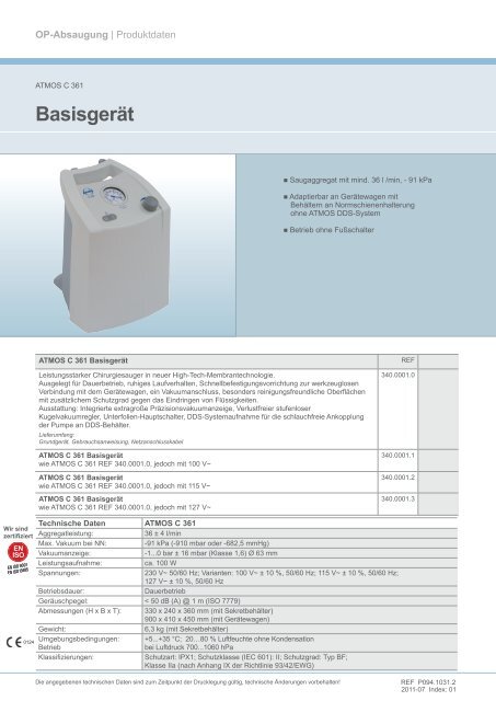 ATMOS C 451 / C 361 Der neue Standard in der OP-Absaugung!