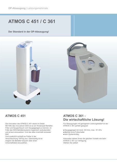 ATMOS C 451 / C 361 Der neue Standard in der OP-Absaugung!