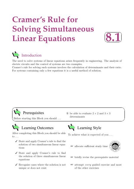 cramer-s-rule-for-solving-simultaneous-linear-equations