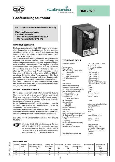 DMG 970 Gasfeuerungsautomat - Intercal