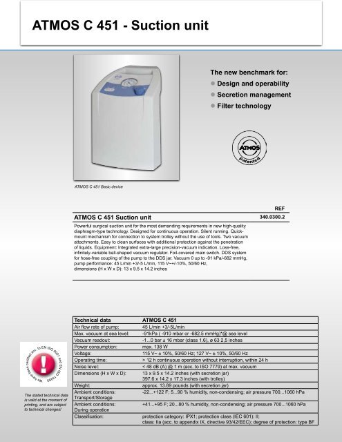 ATMOS C 451 - ATMOS Suction pumps