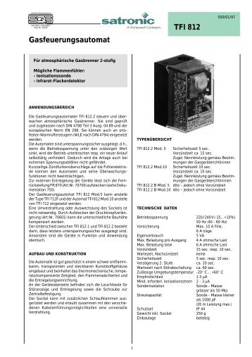 TFI 812 Gasfeuerungsautomat - Intercal