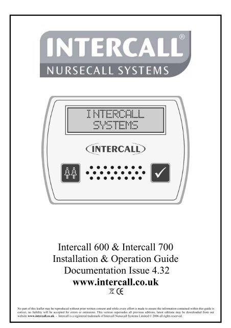 Intercall 600 & Intercall 700 Installation & Operation Guide ...