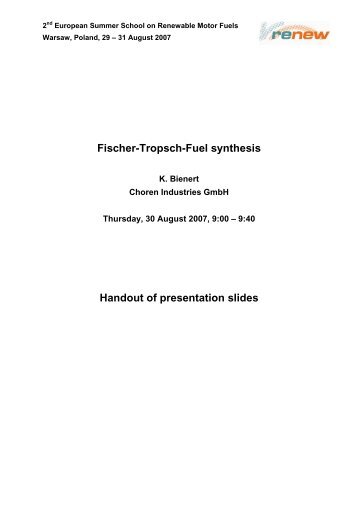Fischer-Tropsch-Fuel synthesis - B.A.U.M. Consult GmbH