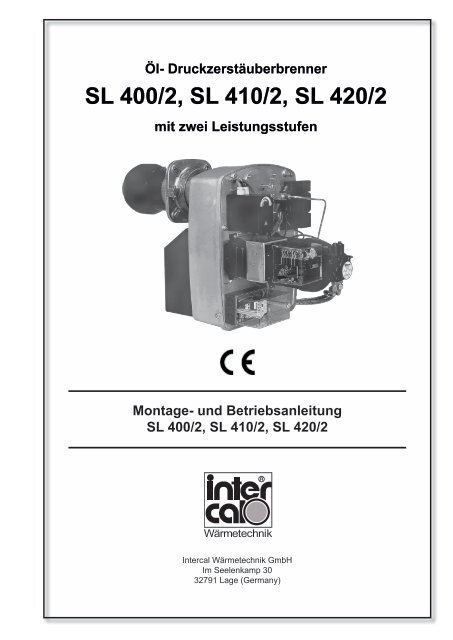und Betriebsanleitung SL 400/2, SL 410/2, SL 420/2 - Intercal