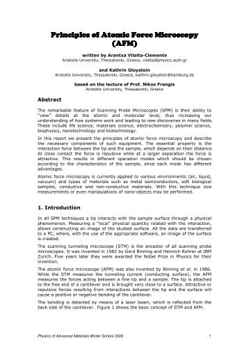 Principles of Atomic rinciples Force Microscopy (AFM) - Mansic