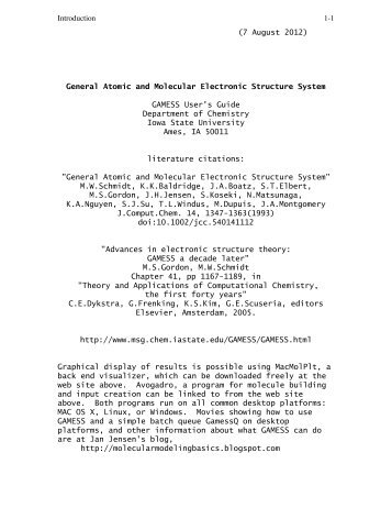 General Atomic and Molecular Electronic Structure System GAMESS