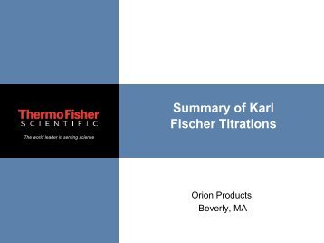 Summary Of Karl Fischer Titrations - Thermo Scientific