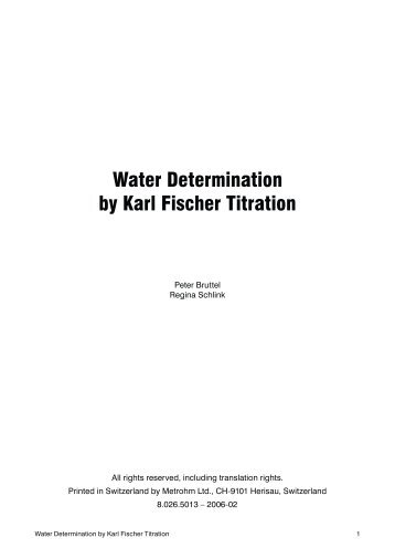 Water Determination b\ .arl Fischer Titration - Metrohm
