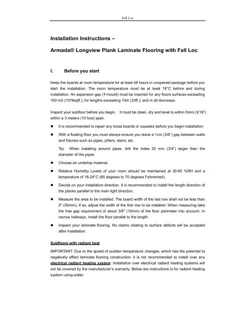 Installation Instructions – Armada® Longview ... - Bolick Distributors