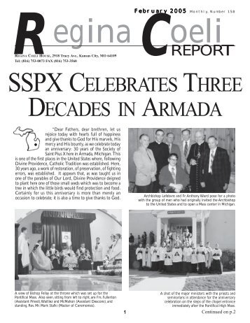 SSPX CELEBRATES THREE DECADES IN ARMADA - Society of St ...