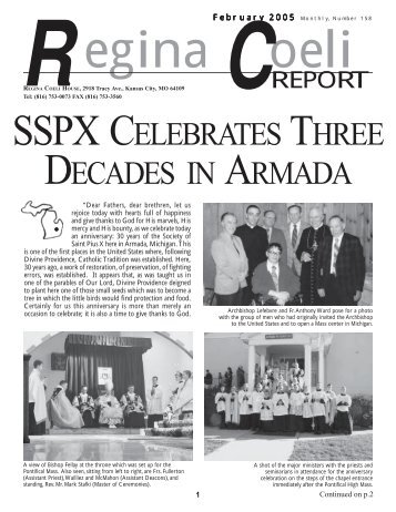 SSPX CELEBRATES THREE DECADES IN ARMADA - Society of St ...