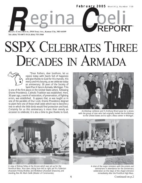 SSPX CELEBRATES THREE DECADES IN ARMADA - Society of St ...