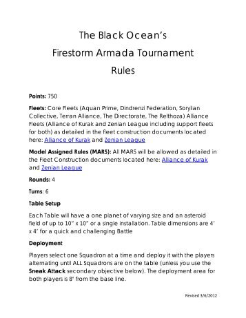 The Black Ocean's Firestorm Armada Tournament Rules