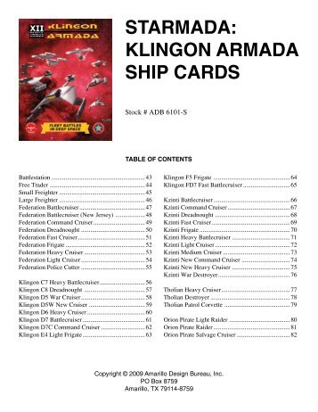 STARMADA: KLINGON ARMADA SHIP CARDS - e23