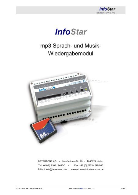 Bedienungsanleitung InfoStar im PDF-Format - ela-online-shop