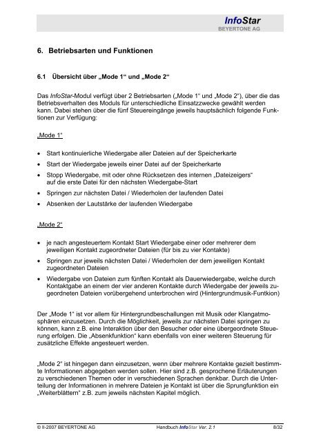 Bedienungsanleitung InfoStar im PDF-Format - ela-online-shop