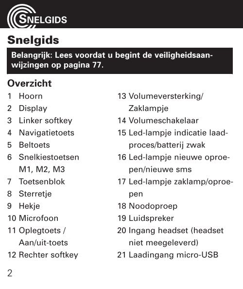 menu „instellingen“ - GSM voor senioren