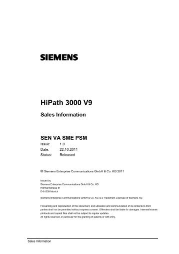 HiPath 3000 V9 - Nimans