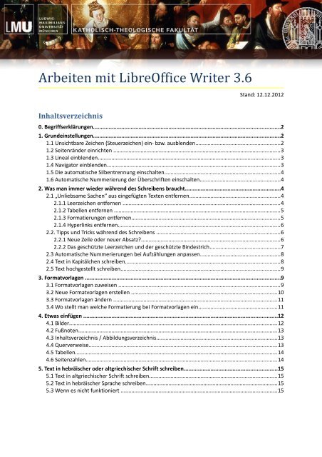 Arbeiten mit LibreOffice Writer 3.6