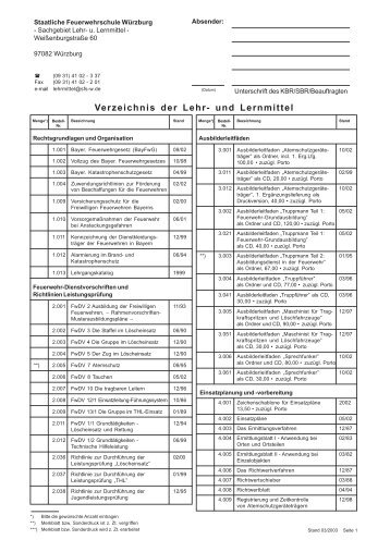 Bestellliste Merkblätter - KFV Regensburg