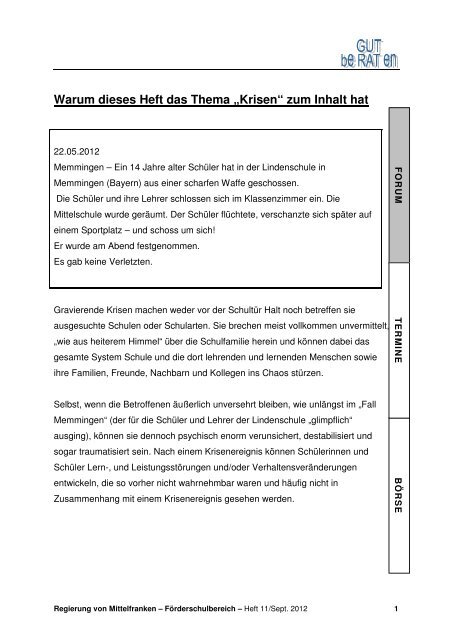 Heft 11 - ASchuM-Arbeitsgemeinschaft Schulberatung in Mittelfranken