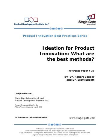Ideation for Product Innovation: What are the best methods?