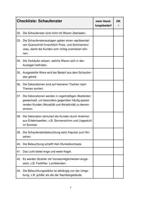 Checkliste Schaufenster als PDF-Dokument - handelswissen.de