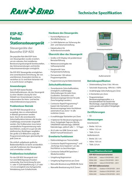 Rain Bird Rzx6i Bewasserung Programmierer Elektrische