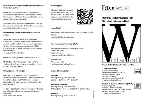 Wirtschaftswissenschaften Universitatsbibliothek Frankfurt Am Main