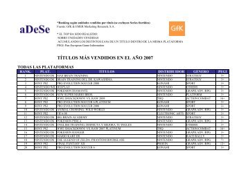 títulos más vendidos en el año 2007 - aDeSe