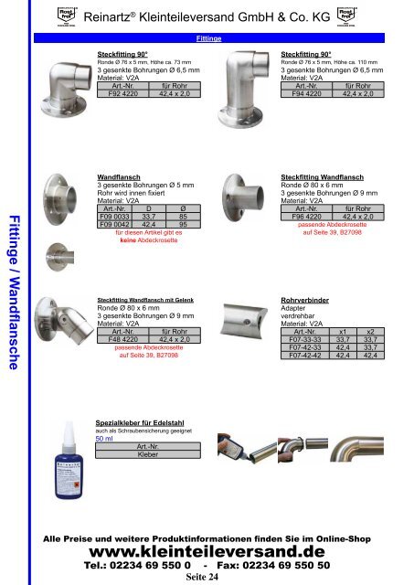 www.kleinteileversand.de kostenloses Bestellfax: 0800