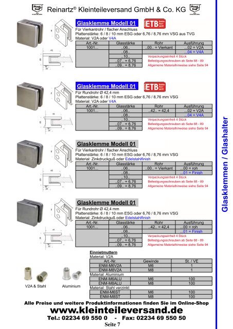 www.kleinteileversand.de kostenloses Bestellfax: 0800