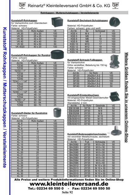 www.kleinteileversand.de kostenloses Bestellfax: 0800