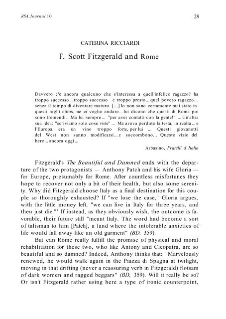 F. Scott Fitzgerald and Rome - aisna