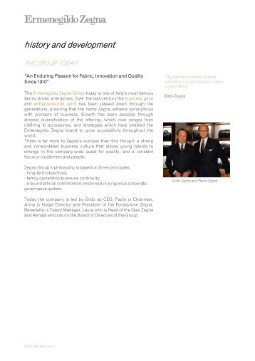 history and development - Zegna Group