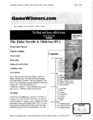 The Elder Scrolls 4: Oblivion (PC) cheat codes - Mudd Law Offices