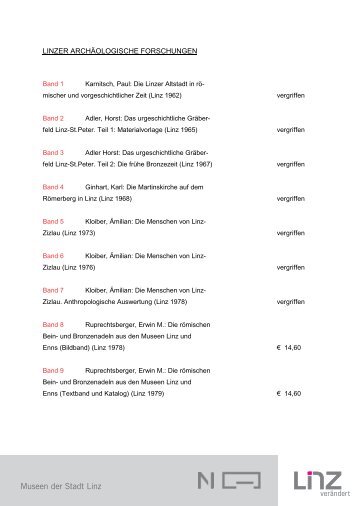 Liste aller Publikationen der Linzer Archäologische ... - Nordico